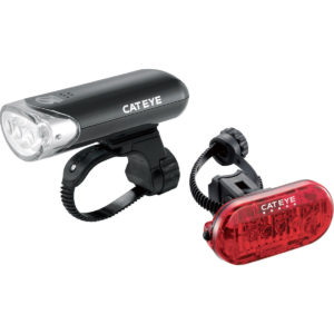 Cateye EL135 Front and Omni 5 LED Rear Bike Light Set - Black